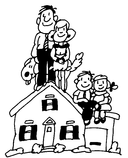 Family on top of house